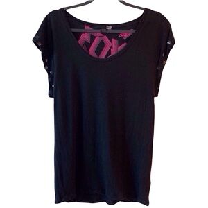 Fox Racing Black & Pink Tee Early 2000s Moto Style Y2K retro backtoschool